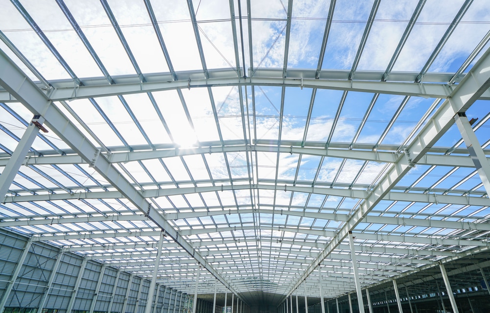 Steel Structure Roof Truss Under The Construction Building In The